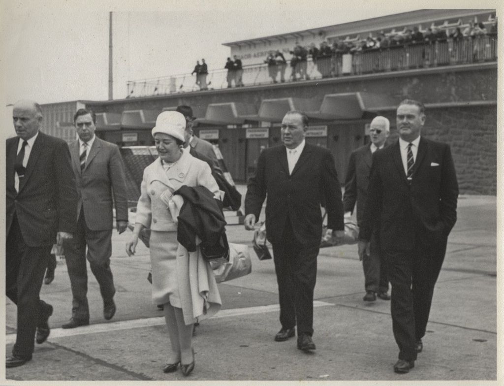 Trip to Ireland, Eleanor and Richard J. Daley at airport
