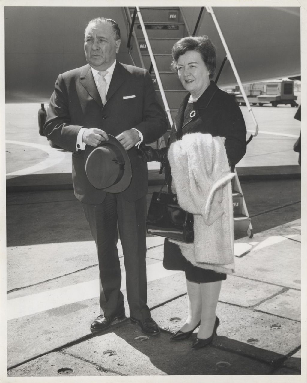 Richard J. and Eleanor Daley arrive in London