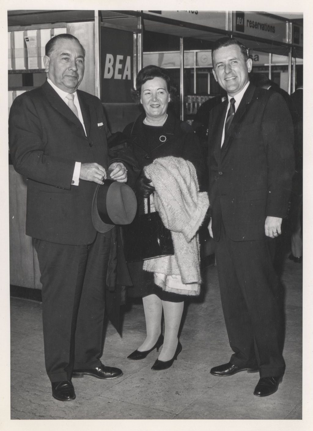 Richard J. Daley and Eleanor Daley at the airport in London