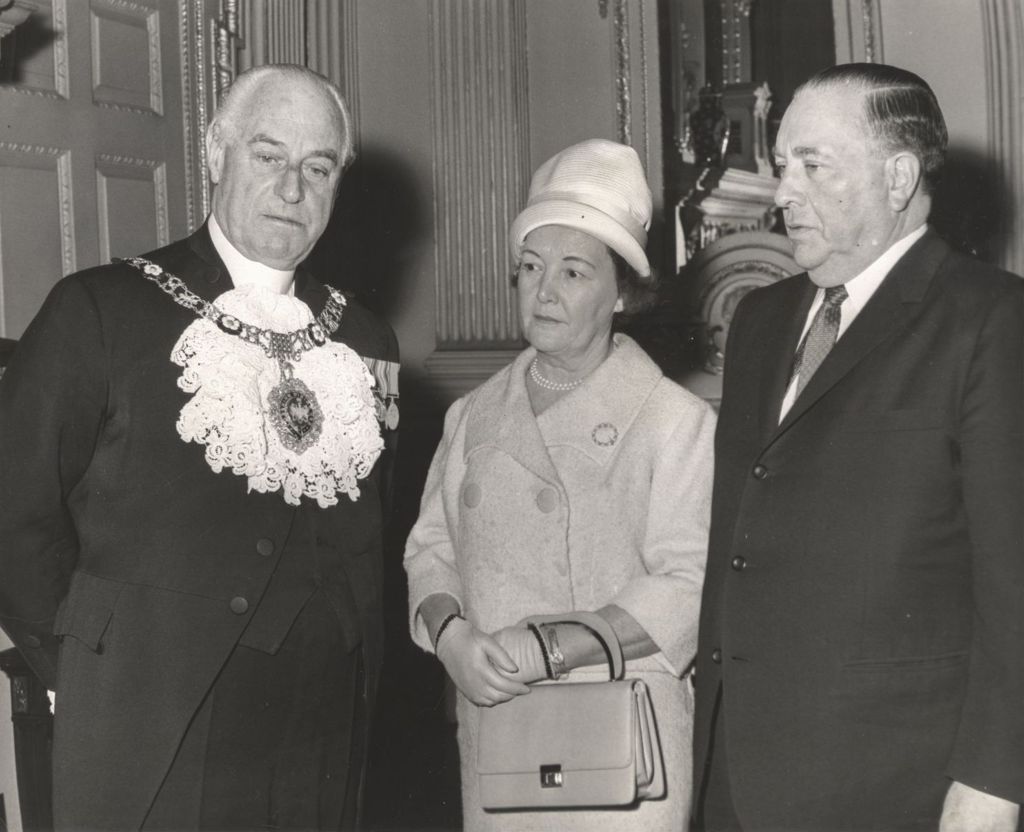 Miniature of Eleanor and Richard J. Daley meet the Lord Mayor of London Clement Harman