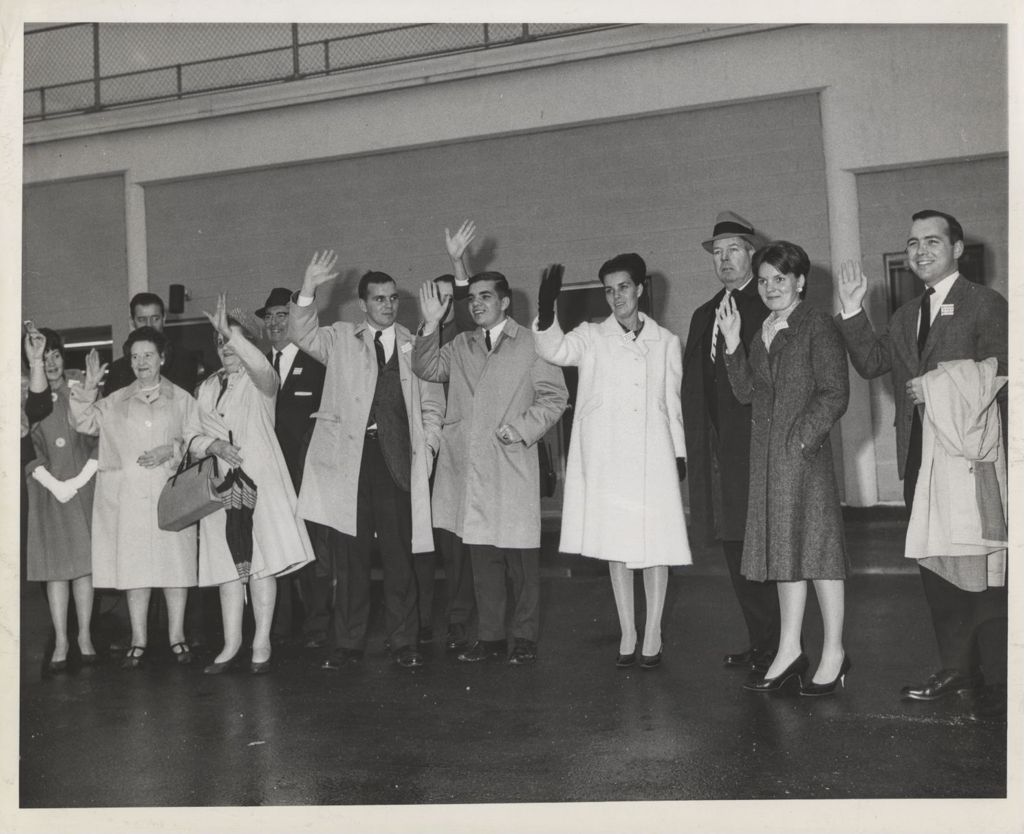 Daley family waves goodbye to Richard J. and Eleanor Daley on their trip to Europe