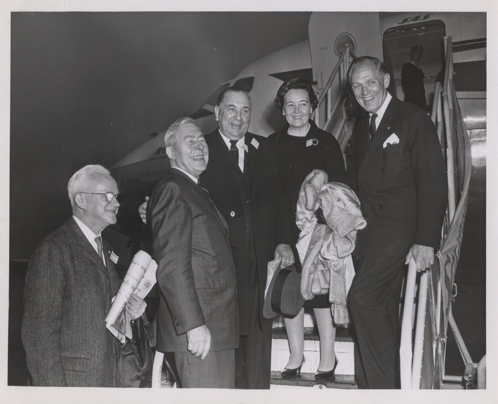 Inaugural SAS flight to Copenhagen and Ireland, Eleanor and Richard J. Daley and others