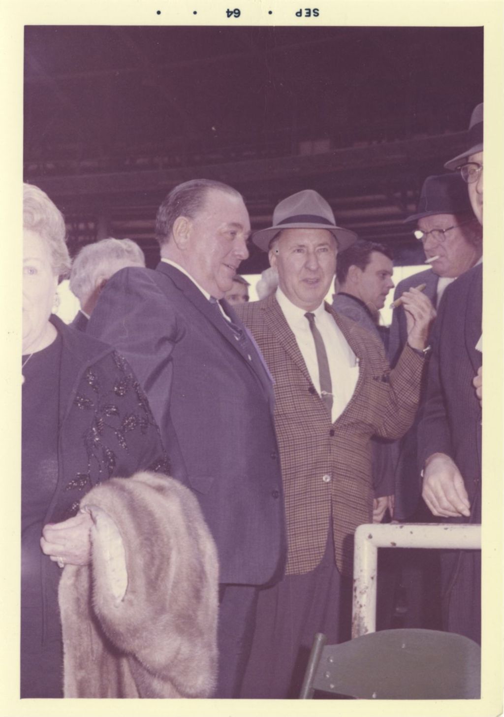 Miniature of Richard J. Daley and others at a baseball game