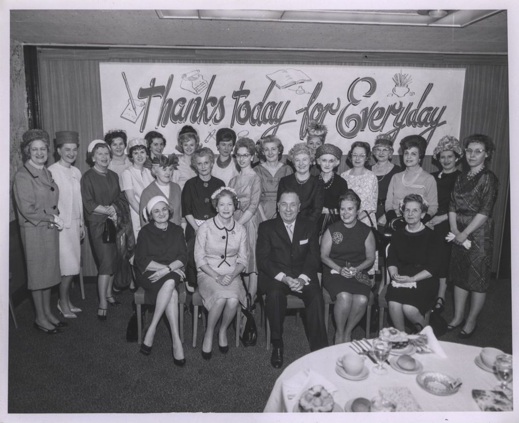 Richard J. Daley with his secretaries at luncheon