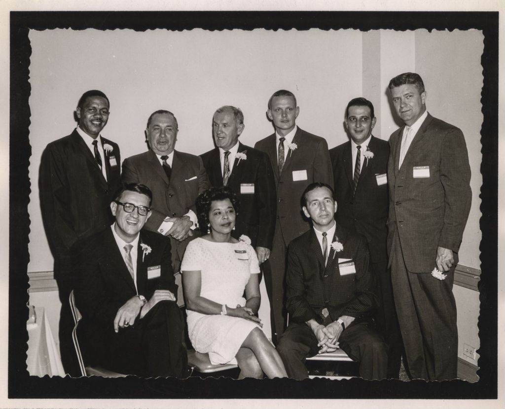 Friendship Banquet photo album, Richard J. Daley in a group of people