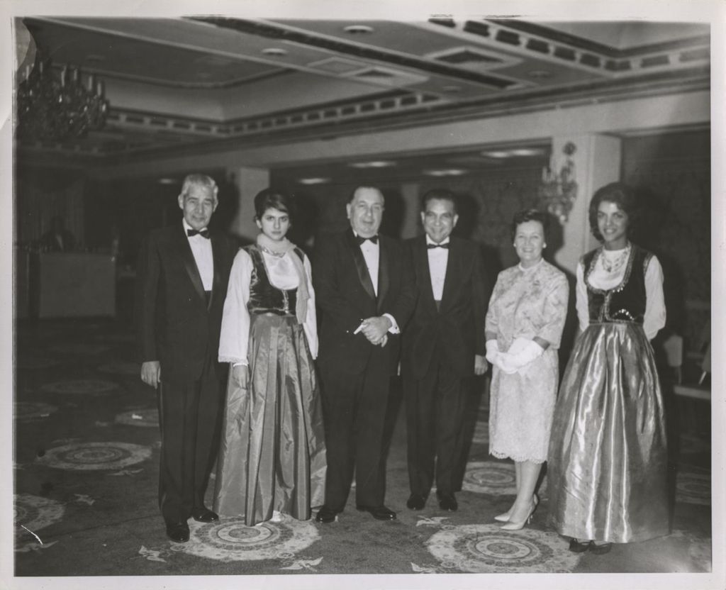 Richard J. and Eleanor Daley with others in ethnic dress at formal event