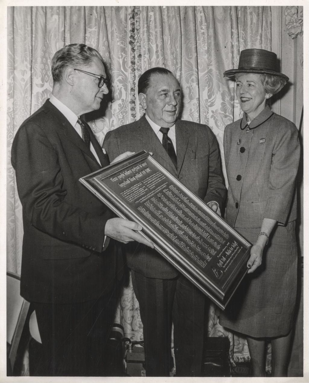 Richard J. Daley receiving a plaque