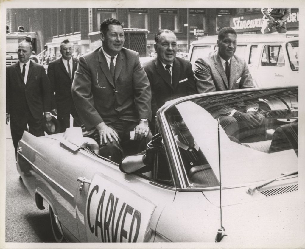Miniature of Richard J. Daley and others in a parade car