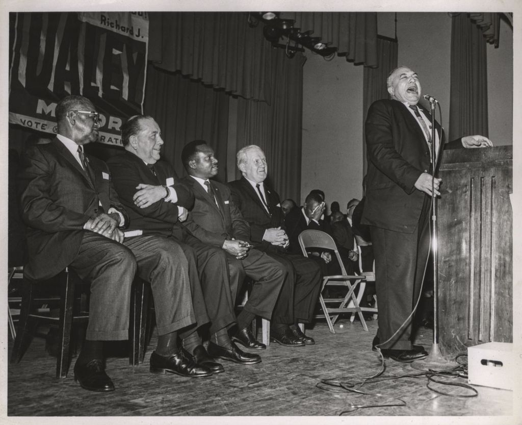 Miniature of Richard J. Daley at a re-election rally