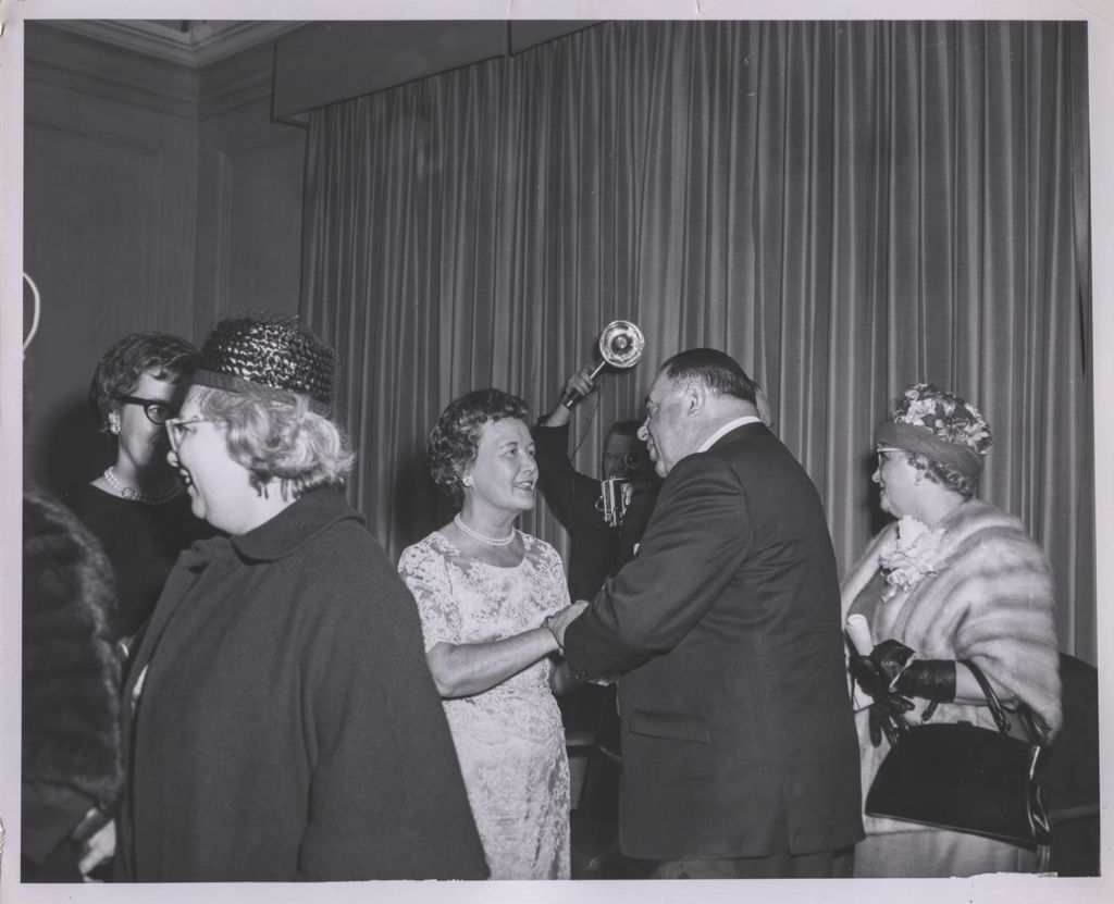 Miniature of Third Inauguration of Richard J. Daley, Eleanor Daley greeting guests