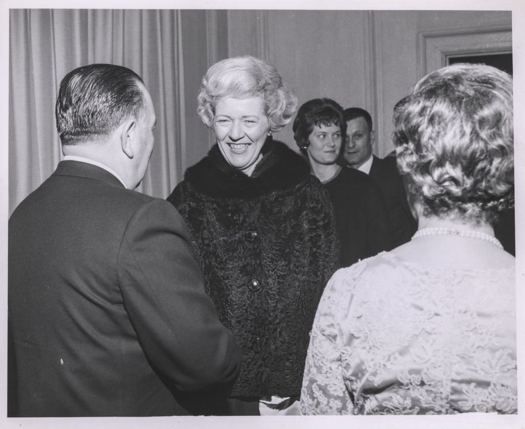 Miniature of Inauguration of Richard J. Daley, Richard J. and Eleanor Daley greeting guests