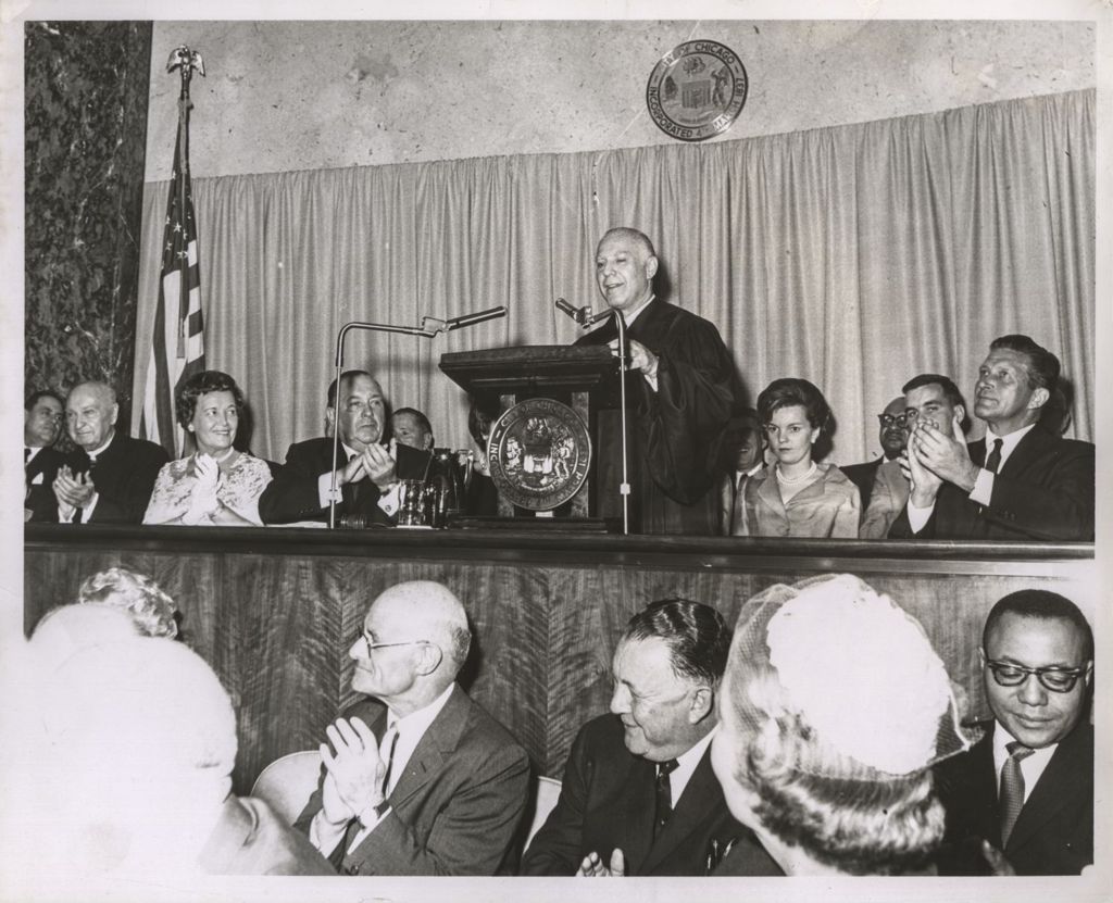 Miniature of Third mayoral inauguration of Richard J. Daley, Judge Marovitz speaking