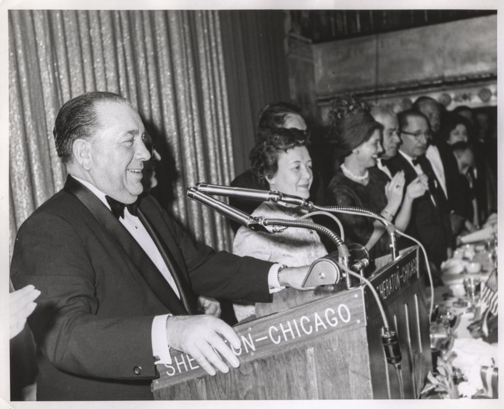 Miniature of Richard J. Daley speaking at the Sheraton-Chicago Hotel