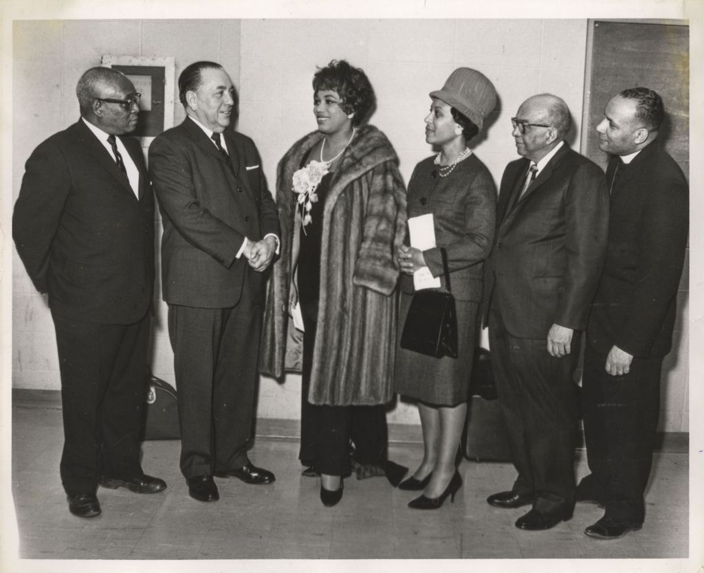 Miniature of Richard J. Daley meeting a group of African American people