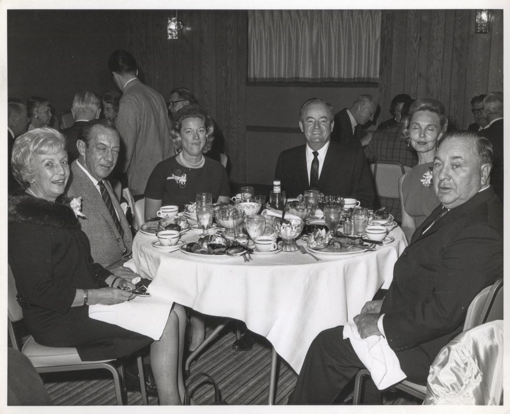 Miniature of Muriel and Hubert Humphrey, Richard J. Daley and others at a banquet