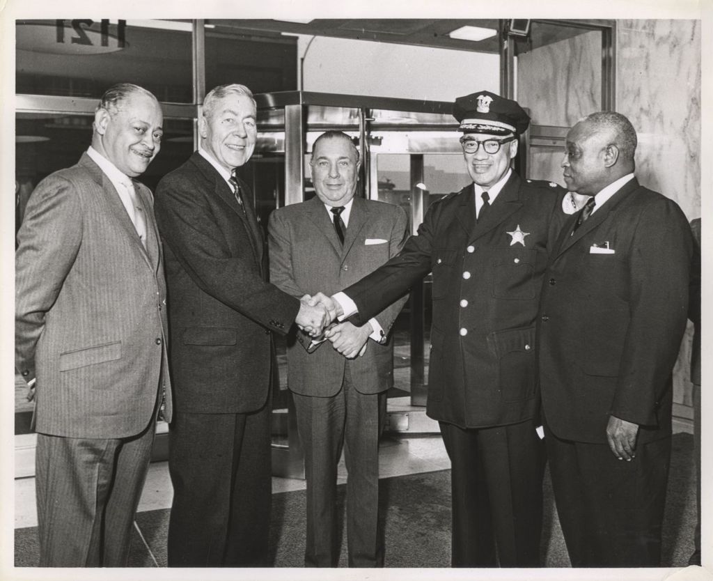 Richard J. Daley with Police Superintendent O.W. Wilson and others