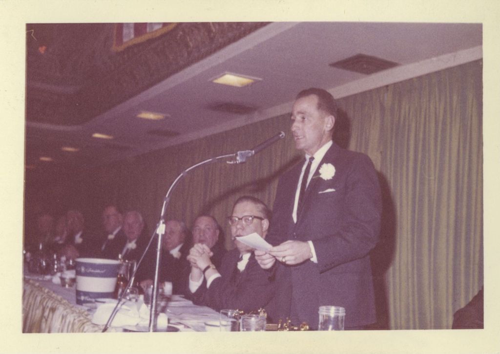 Miniature of Old Timers' Baseball Association of Chicago 45th Annual dinner, Jack Quinlan speaking