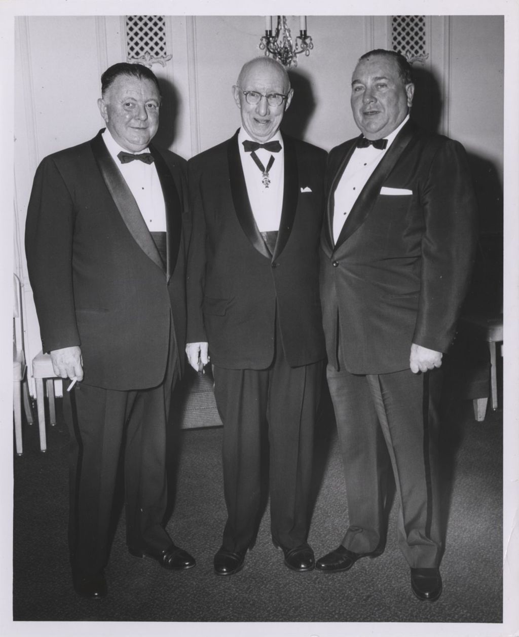Richard J. Daley and two men in tuxedos
