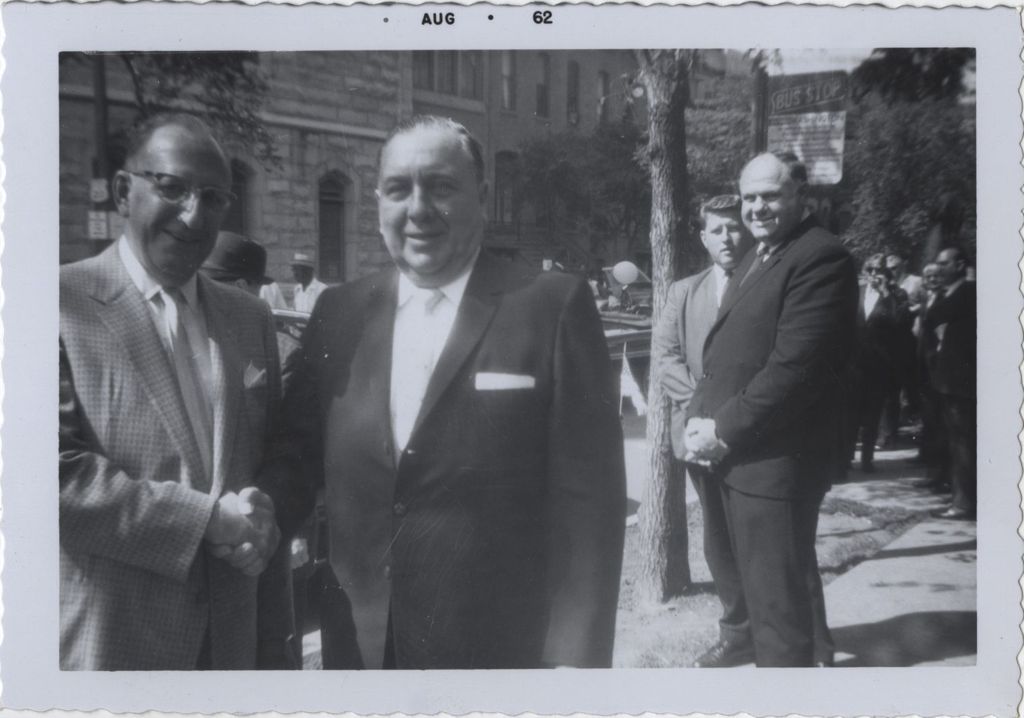 Miniature of Richard J. Daley shaking hands with Hyman Calles