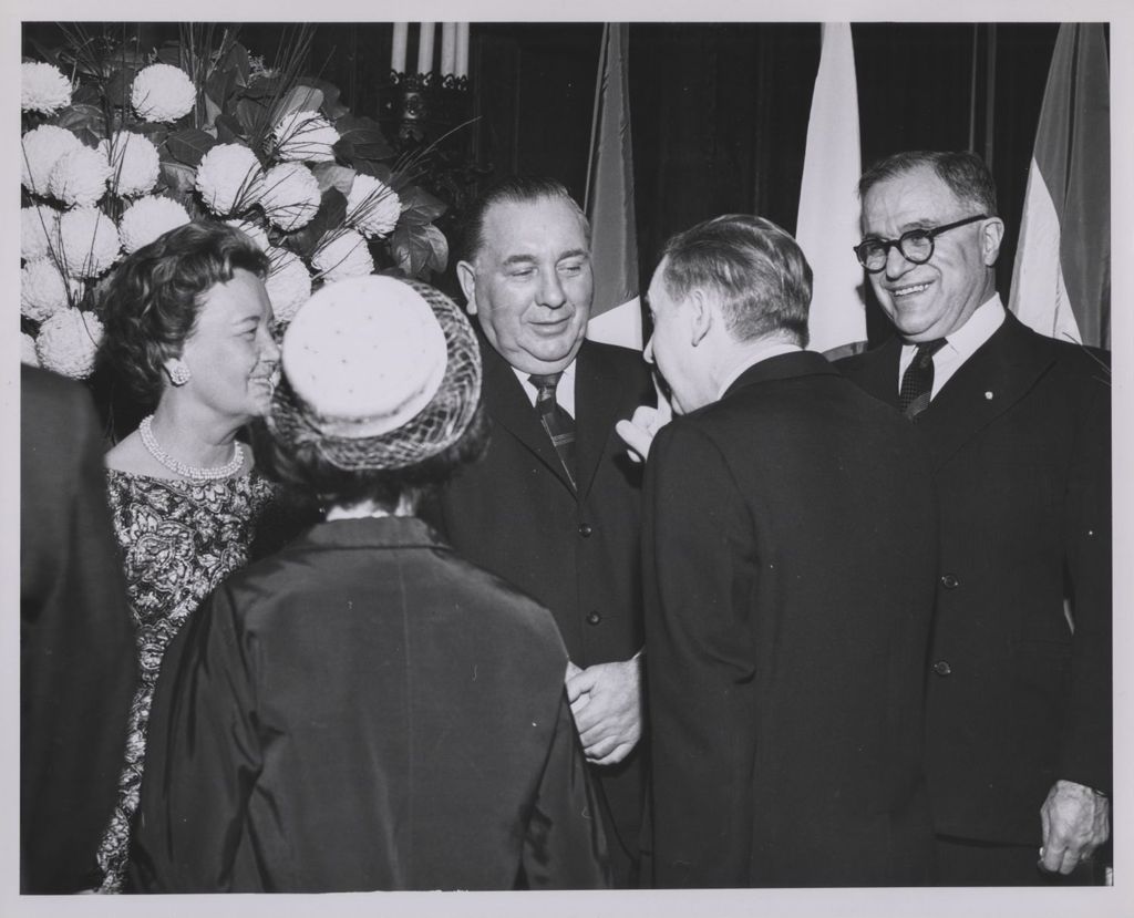 Consular Corps Reception, Richard J. and Eleanor Daley greet a couple