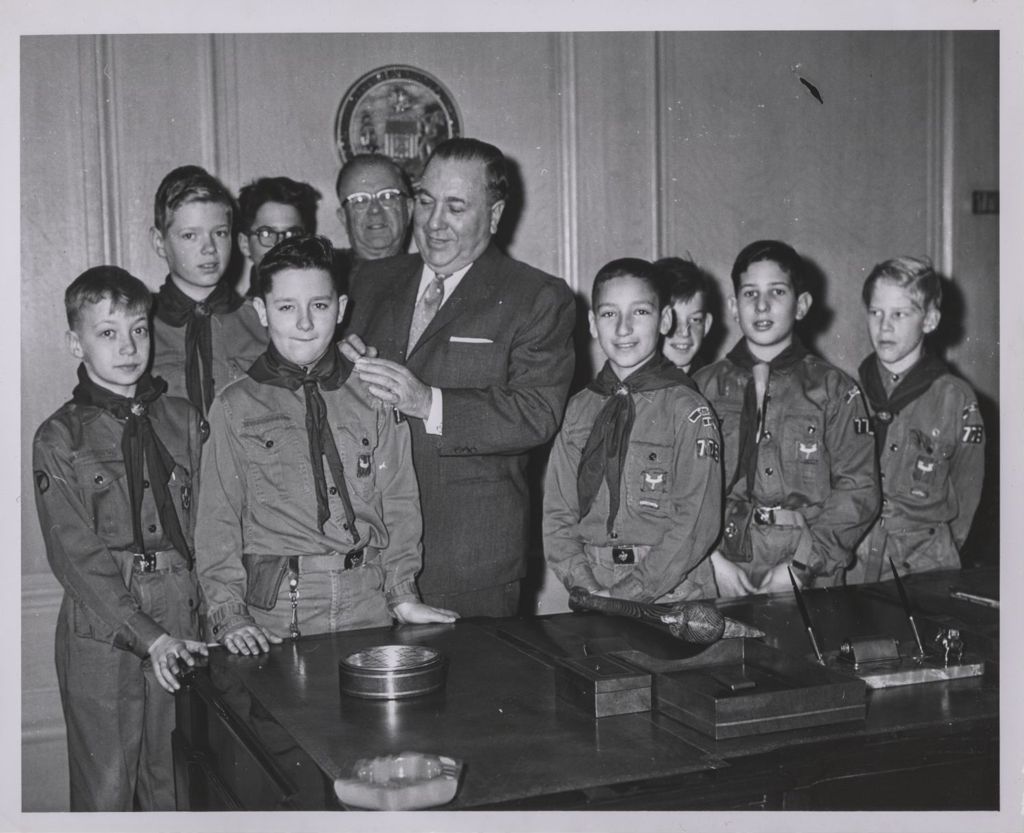 Miniature of Richard J. Daley with Boy Scouts