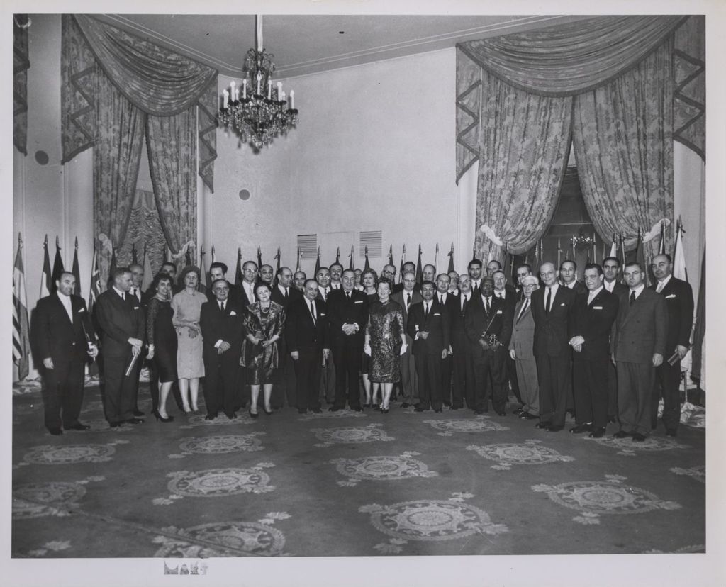 Consular Corps Reception, Richard J. and Eleanor Daley with a group of attendees
