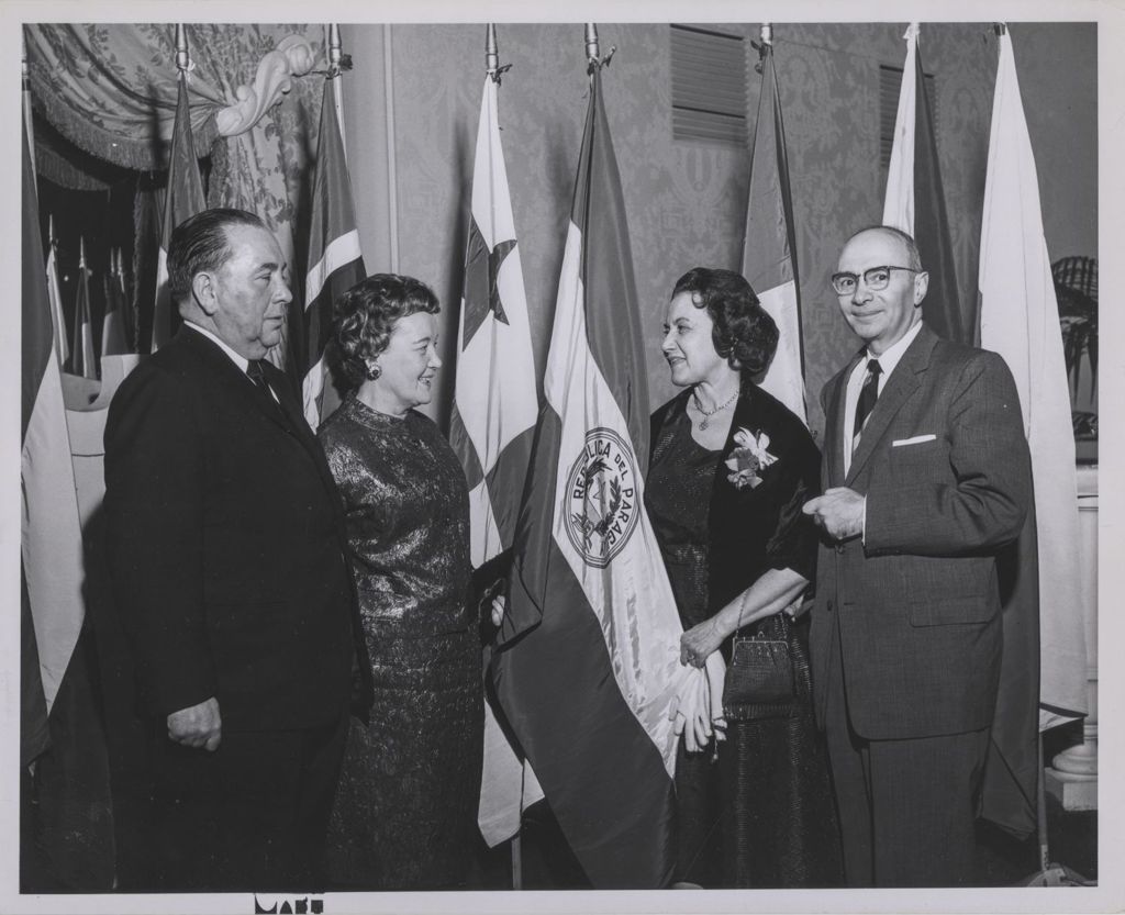 Miniature of Consular Corps Reception, Richard J. and Eleanor Daley with a couple from Paraguay