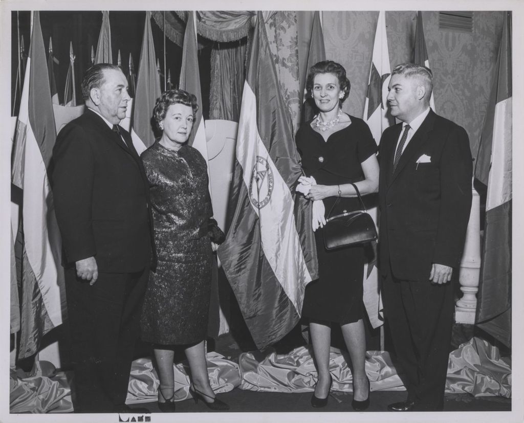Miniature of Consular Corps Reception, Richard J. and Eleanor Daley with a couple from Nicaragua