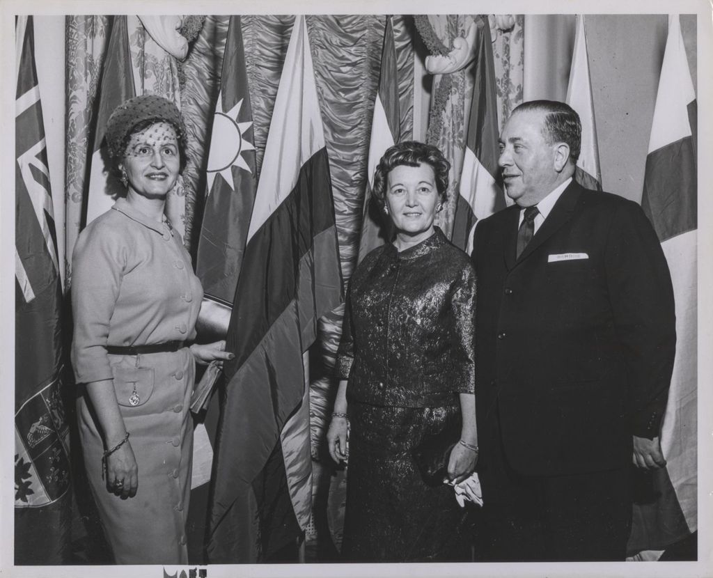 Consular Corps Reception, Richard J. and Eleanor Daley with a consul