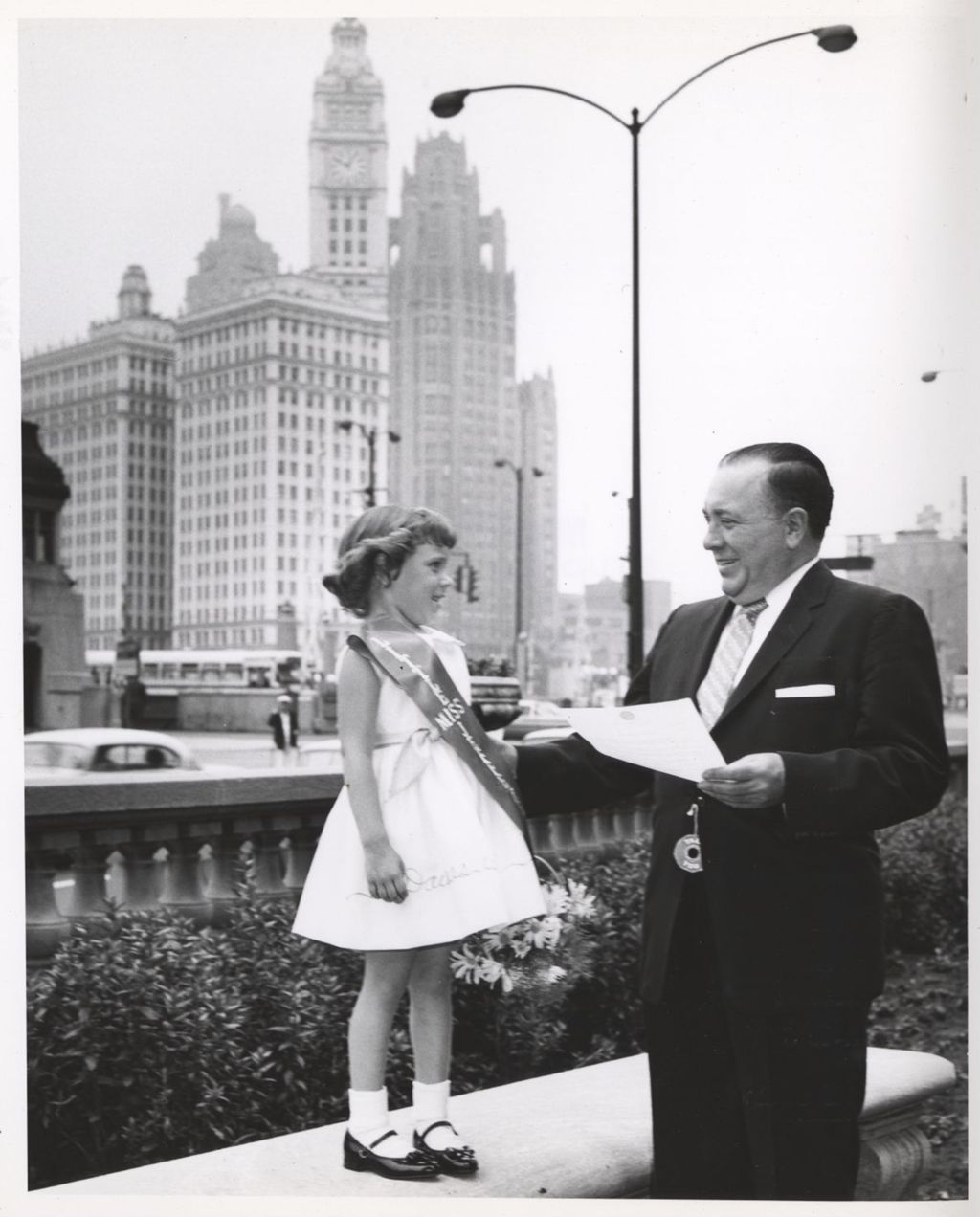 Richard J. Daley with Little Miss Jefferson Park