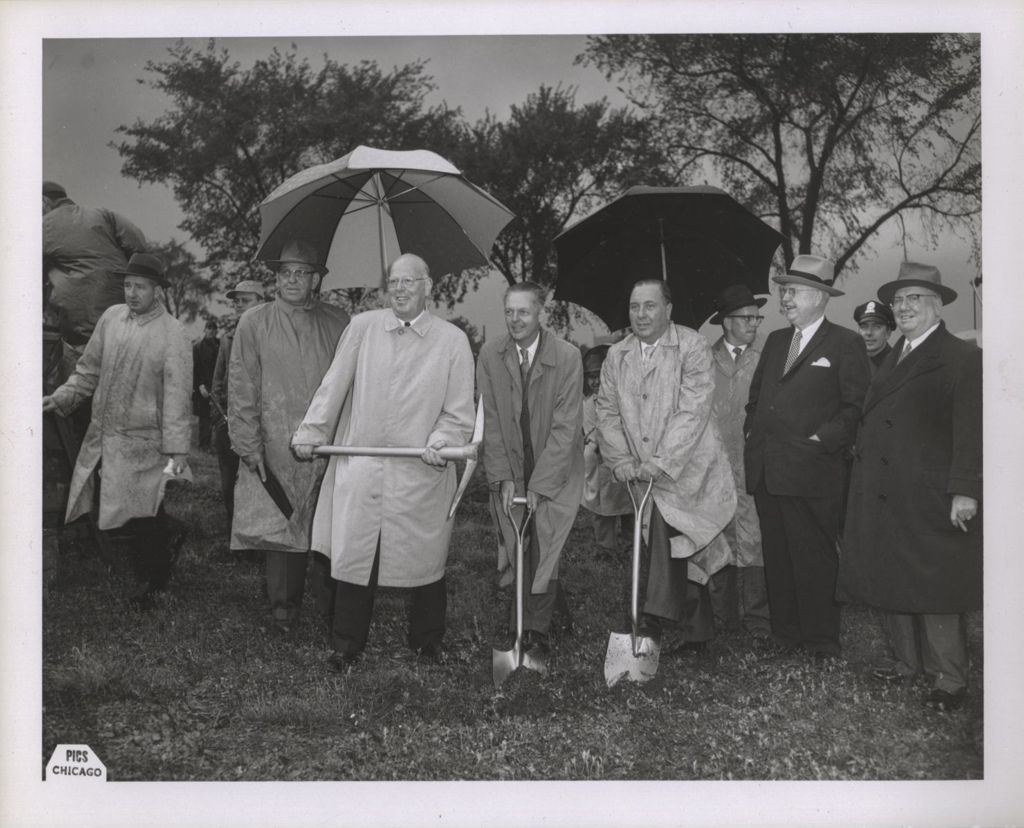 William Stratton and Richard J. Daley at the McCormick Place groundbreaking