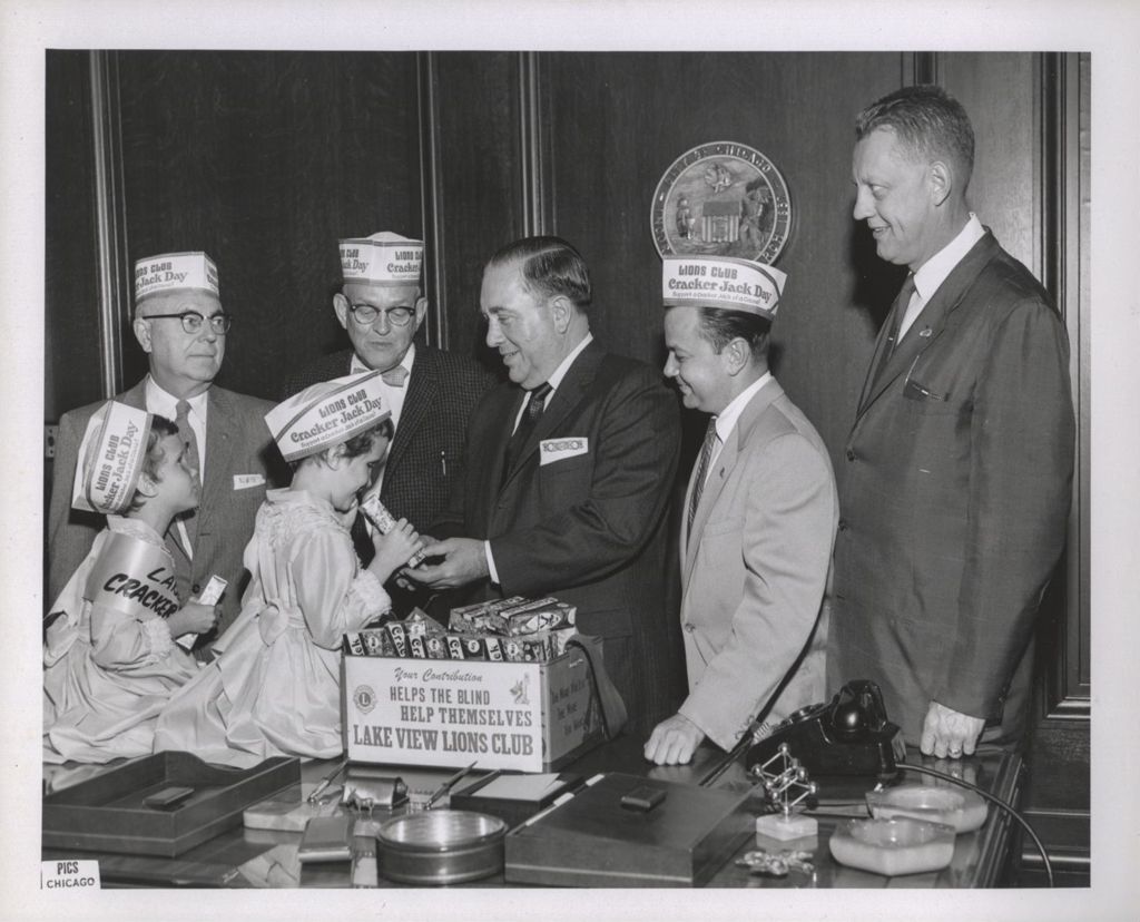 Miniature of Richard J. Daley with the Lake View Lions Club for Cracker Jack Day
