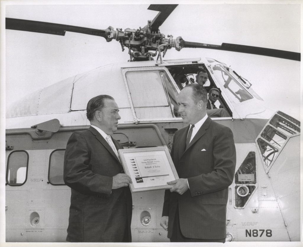 Miniature of Richard J. Daley receives a helicopter certificate