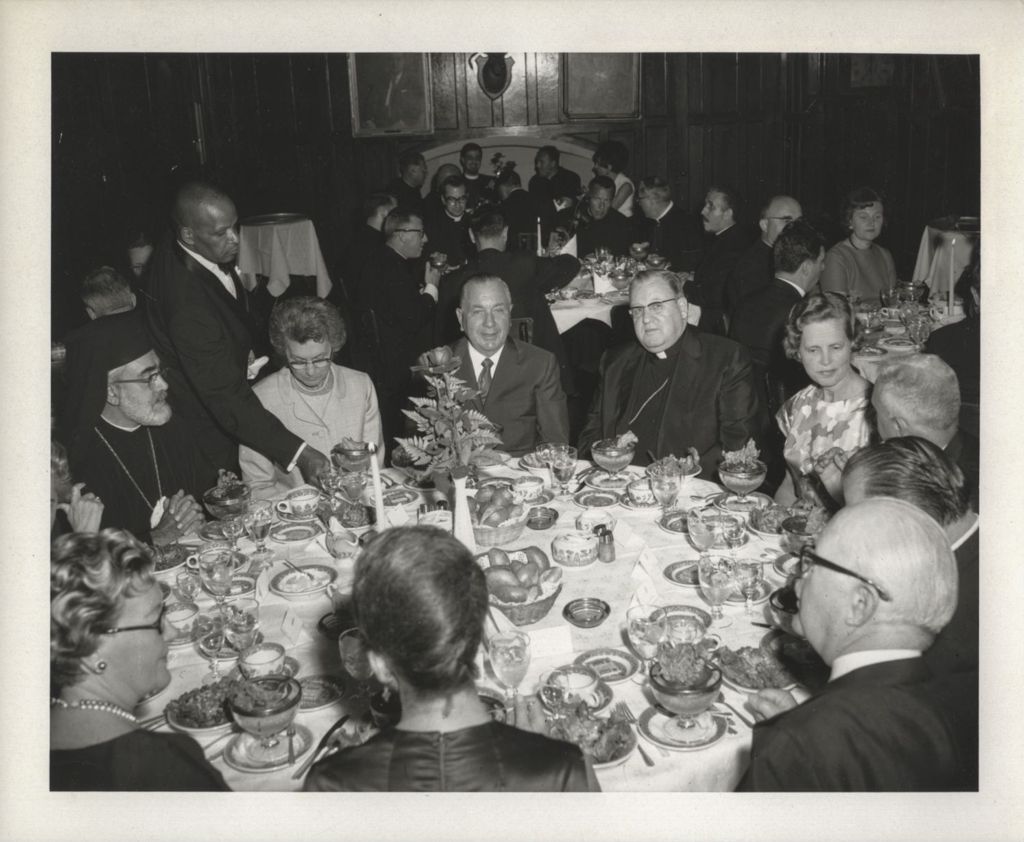 Cardinal John Cody and Richard J. Daley at a banquet