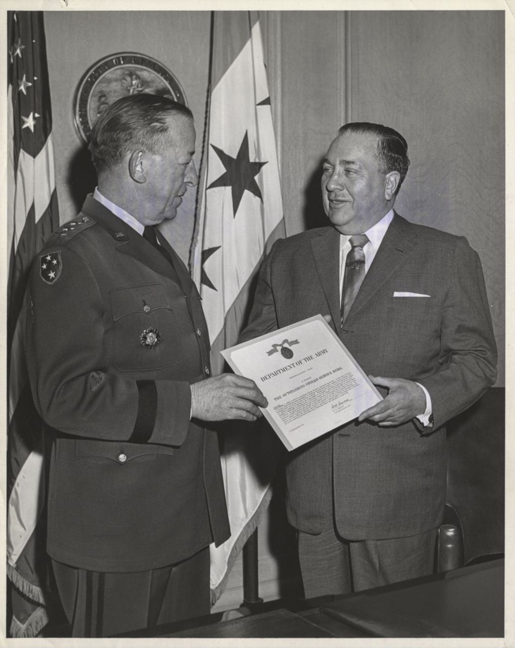Miniature of Richard J. Daley receives Outstanding Civilian Service Medal
