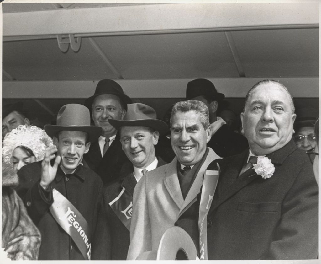 Miniature of St. Patrick's Day Parade reviewing stand, Richard J. Daley with others