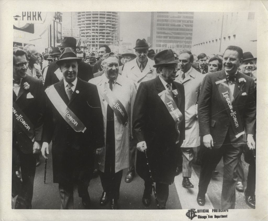 Miniature of St. Patrick's Day Parade, Richard J. Daley and other members of the Legion of Honor leading