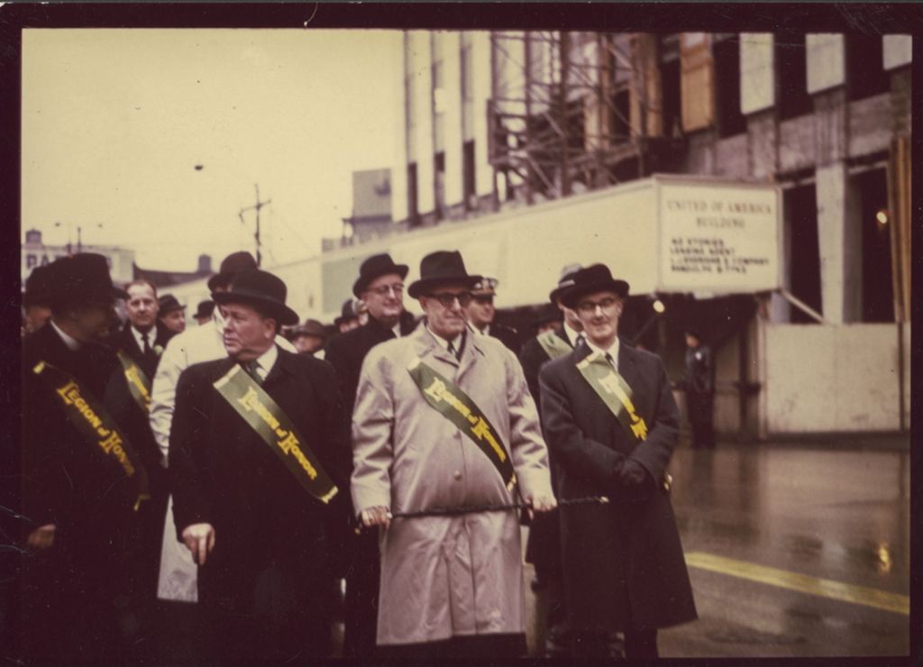 Miniature of St. Patrick's Day Parade, Richard J. Daley and other members of the Legion of Honor leading