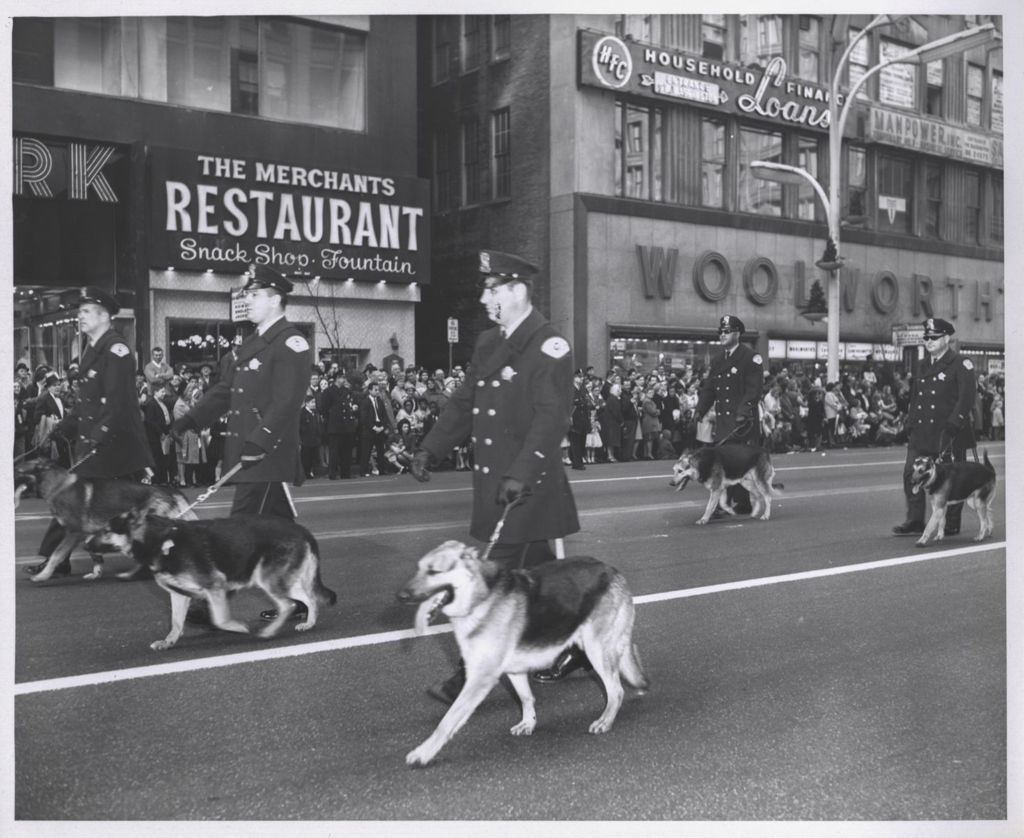 St. Patrick's Day Parade, uniformed men with dogs