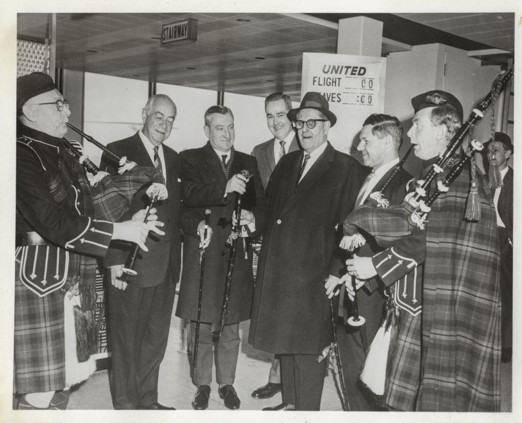 Miniature of Saint Patrick's Day Events, pipers and guests at airport