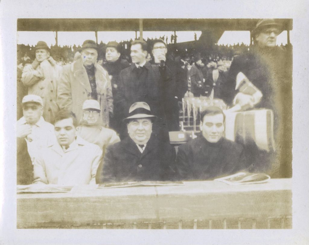 Miniature of Richard J. Daley at a baseball game with his sons