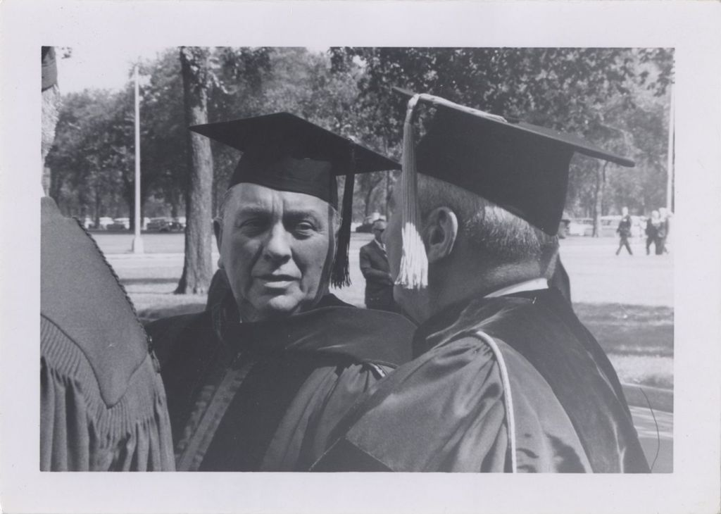 Miniature of Richard J. Daley in academic cap and gown