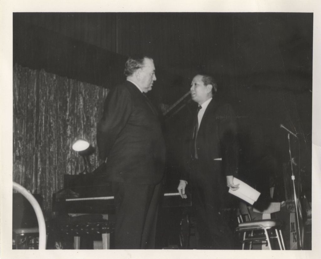Miniature of Richard J. Daley and a man at a music event