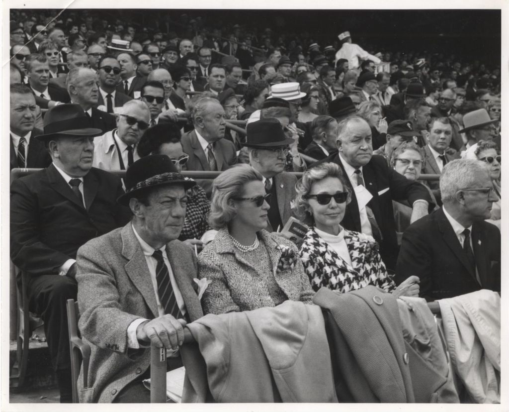 Miniature of Richard J. and Eleanor Daley at Comiskey Park with visiting mayors