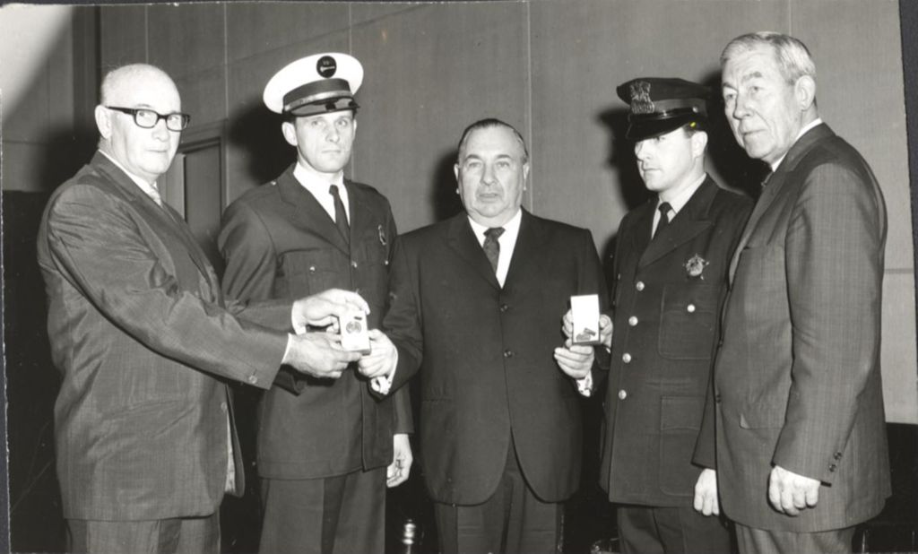 Miniature of Richard J. Daley presents awards to Chicago Police officers