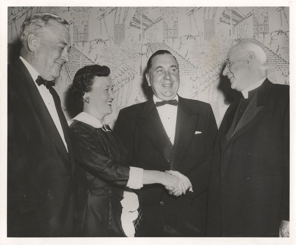 Miniature of Eleanor and Richard J. Daley with Cardinal Stritch