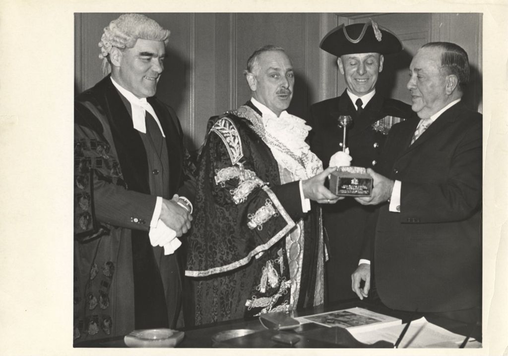 Miniature of Richard J. Daley accepts a gift