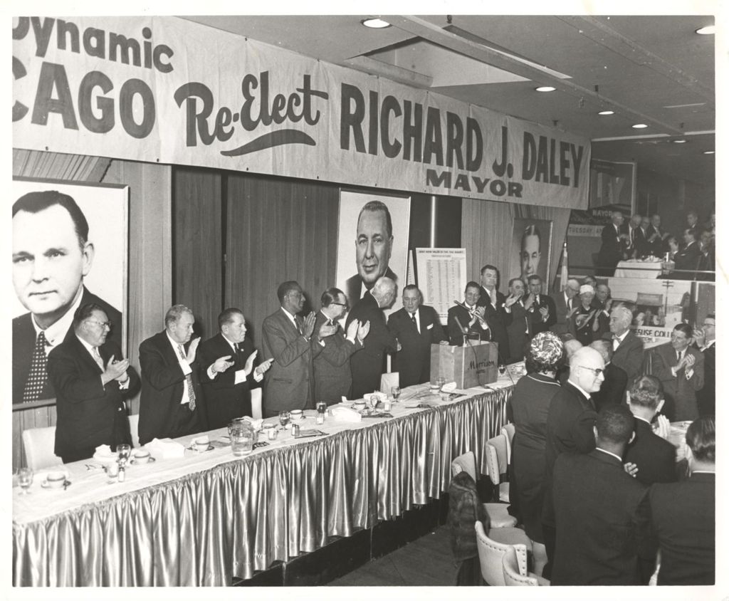 Miniature of Re-election campaign event, head table with Richard J. Daley and others