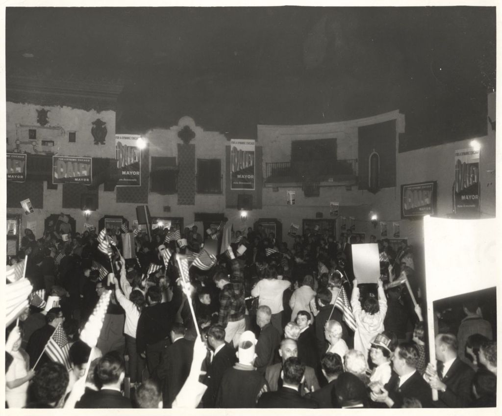 Miniature of Re-election campaign rally for Richard J. Daley