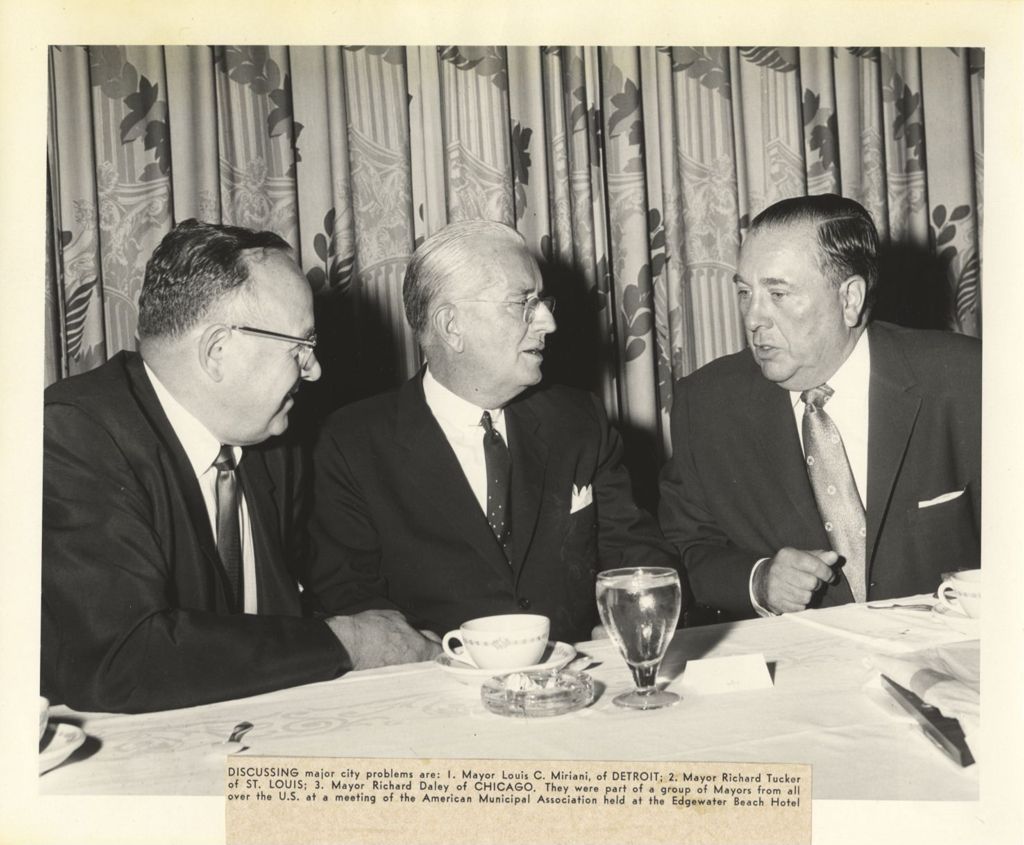 Miniature of Richard J. Daley with the mayors of Detroit and St. Louis